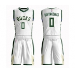 Men's Milwaukee Bucks #0 Donte DiVincenzo Authentic White Basketball Suit Jersey - Association Edition