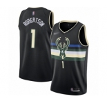 Men's Milwaukee Bucks #1 Oscar Robertson Authentic Black Finished Basketball Jersey - Statement Edition