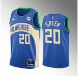 Men's Milwaukee Bucks #20 AJ Green Blue 2023-24 City Edition Stitched Basketball Jersey
