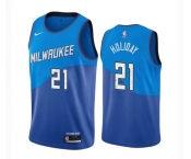 Men's Milwaukee Bucks #21 Holiday Nike Blue 2020-21 Swingman Player Jersey