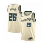 Men's Milwaukee Bucks #26 Kyle Korver Authentic Cream Basketball Jersey - 2019-20 City Edition