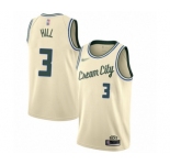 Men's Milwaukee Bucks #3 George Hill Authentic Cream Basketball Jersey - 2019-20 City Edition