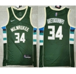 Men's Milwaukee Bucks #34 Giannis Antetokounmpo 75th Anniversary Diamond Green 2021 Stitched Jersey