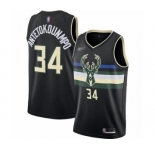 Men's Milwaukee Bucks #34 Giannis Antetokounmpo Swingman Black Finished Basketball Jersey - Statement Edition