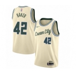 Men's Milwaukee Bucks #42 Vin Baker Authentic Cream Basketball Jersey - 2019-20 City Edition