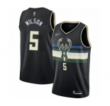Men's Milwaukee Bucks #5 D. J. Wilson Swingman Black Finished Basketball Jersey - Statement Edition