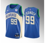 Men's Milwaukee Bucks #99 Jae Crowder Blue 2023-24 City Edition Stitched Basketball Jersey