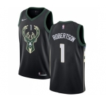 Men's Nike Milwaukee Bucks #1 Oscar Robertson Swingman Black Alternate NBA Jersey - Statement Edition