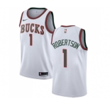 Men's Nike Milwaukee Bucks #1 Oscar Robertson Swingman White Fashion Hardwood Classics NBA Jersey