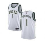 Men's Nike Milwaukee Bucks #1 Oscar Robertson Swingman White Home NBA Jersey - Association Edition