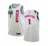 Men's Nike Milwaukee Bucks #1 Oscar Robertson White Swingman Jersey - Earned Edition