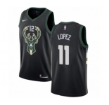 Men's Nike Milwaukee Bucks #11 Brook Lopez Authentic Black NBA Jersey - Statement Edition