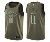 Men's Nike Milwaukee Bucks #11 Brook Lopez Swingman Green Salute to Service NBA Jersey