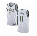 Men's Nike Milwaukee Bucks #11 Brook Lopez Swingman White NBA Jersey - Association Edition