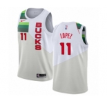 Men's Nike Milwaukee Bucks #11 Brook Lopez White Swingman Jersey - Earned Edition