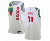 Men's Nike Milwaukee Bucks #11 Brook Lopez White Swingman Jersey - Earned Edition