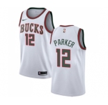 Men's Nike Milwaukee Bucks #12 Jabari Parker Swingman White Fashion Hardwood Classics NBA Jersey
