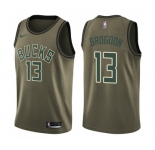 Men's Nike Milwaukee Bucks #13 Malcolm Brogdon Swingman Green Salute to Service NBA Jersey