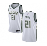 Men's Nike Milwaukee Bucks #21 Tony Snell Authentic White Home NBA Jersey - Association Edition