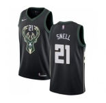 Men's Nike Milwaukee Bucks #21 Tony Snell Swingman Black Alternate NBA Jersey - Statement Edition