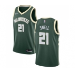 Men's Nike Milwaukee Bucks #21 Tony Snell Swingman Green Road NBA Jersey - Icon Edition