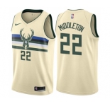 Men's Nike Milwaukee Bucks #22 Khris Middleton Swingman Cream NBA Jersey - City Edition