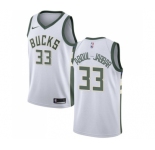 Men's Nike Milwaukee Bucks #33 Kareem Abdul-Jabbar Authentic White Home NBA Jersey - Association Edition