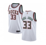 Men's Nike Milwaukee Bucks #33 Kareem Abdul-Jabbar Swingman White Fashion Hardwood Classics NBA Jersey