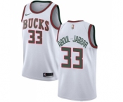Men's Nike Milwaukee Bucks #33 Kareem Abdul-Jabbar Swingman White Fashion Hardwood Classics NBA Jersey