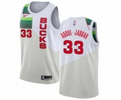 Men's Nike Milwaukee Bucks #33 Kareem Abdul-Jabbar White Swingman Jersey - Earned Edition