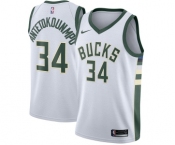 Men's Nike Milwaukee Bucks #34 Giannis Antetokounmpo Swingman White Home NBA Jersey - Association Edition