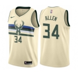 Men's Nike Milwaukee Bucks #34 Ray Allen Swingman Cream NBA Jersey - City Edition