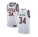 Men's Nike Milwaukee Bucks #34 Ray Allen Swingman White Fashion Hardwood Classics NBA Jersey