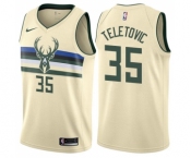 Men's Nike Milwaukee Bucks #35 Mirza Teletovic Authentic Cream NBA Jersey - City Edition