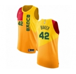 Men's Nike Milwaukee Bucks #42 Vin Baker Authentic Yellow NBA Jersey - City Edition