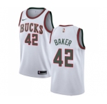 Men's Nike Milwaukee Bucks #42 Vin Baker Swingman White Fashion Hardwood Classics NBA Jersey