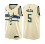 Men's Nike Milwaukee Bucks #5 D. J. Wilson Authentic Cream NBA Jersey - City Edition