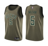 Men's Nike Milwaukee Bucks #5 D. J. Wilson Swingman Green Salute to Service NBA Jersey