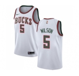 Men's Nike Milwaukee Bucks #5 D. J. Wilson Swingman White Fashion Hardwood Classics NBA Jersey