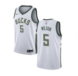 Men's Nike Milwaukee Bucks #5 D. J. Wilson Swingman White Home NBA Jersey - Association Edition