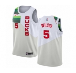 Men's Nike Milwaukee Bucks #5 D. J. Wilson White Swingman Jersey - Earned Edition