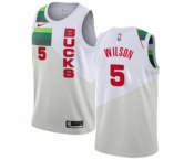 Men's Nike Milwaukee Bucks #5 D. J. Wilson White Swingman Jersey - Earned Edition
