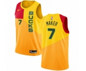 Men's Nike Milwaukee Bucks #7 Thon Maker Swingman Yellow NBA Jersey - City Edition