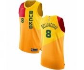 Men's Nike Milwaukee Bucks #8 Matthew Dellavedova Authentic Yellow NBA Jersey - City Edition