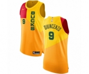 Men's Nike Milwaukee Bucks #9 Donte DiVincenzo Authentic Yellow NBA Jersey - City Edition