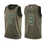 Men's Nike Milwaukee Bucks #9 Donte DiVincenzo Swingman Green Salute to Service NBA Jersey